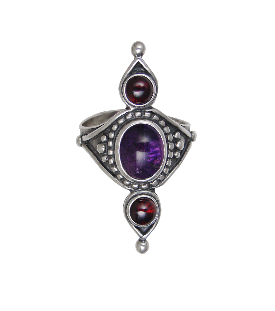 Sterling Silver Royal Ring With Amethyst Size 10